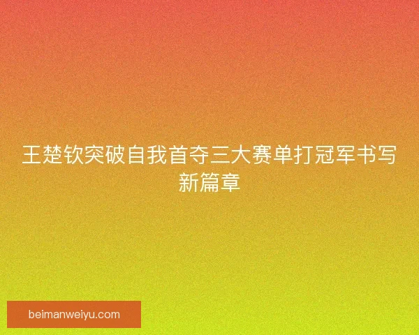 王楚钦突破自我首夺三大赛单打冠军书写新篇章