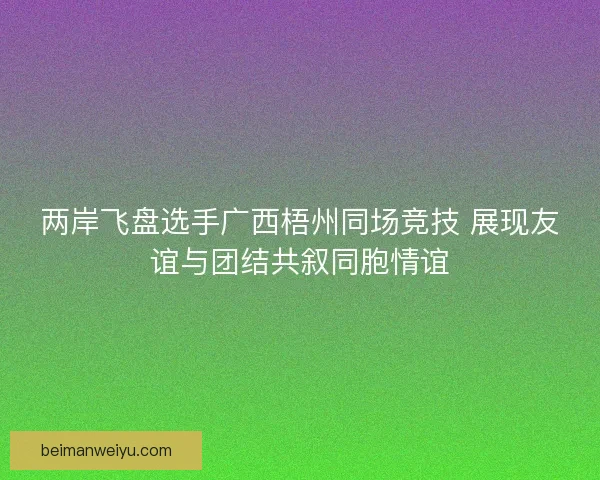 两岸飞盘选手广西梧州同场竞技 展现友谊与团结共叙同胞情谊